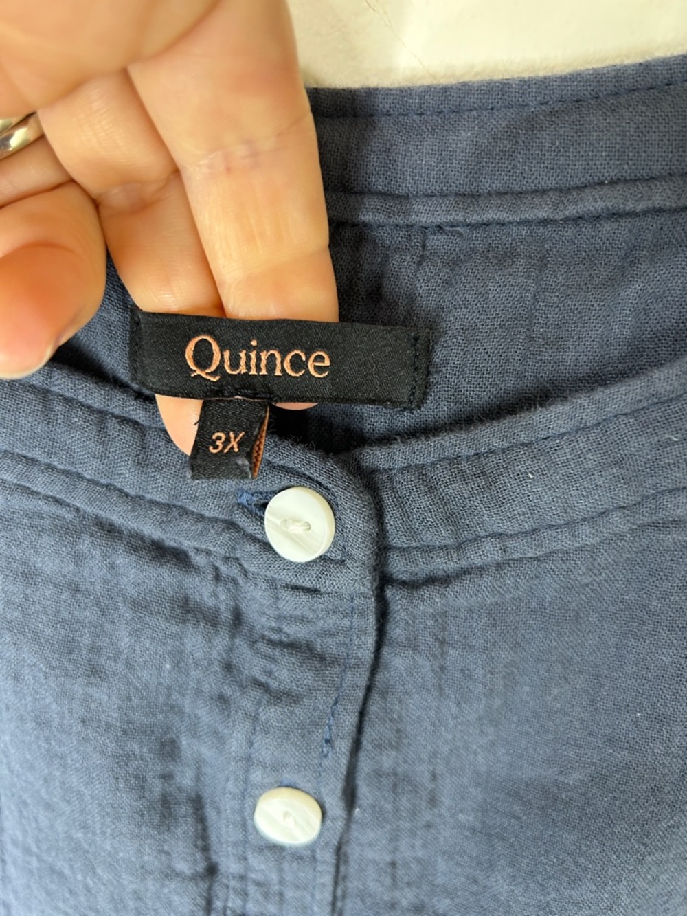 QUINCE 100% Organic Cotton Gauze Roll Sleeve Shirt Indigo Blue Size 3X - Picture 8 of 16